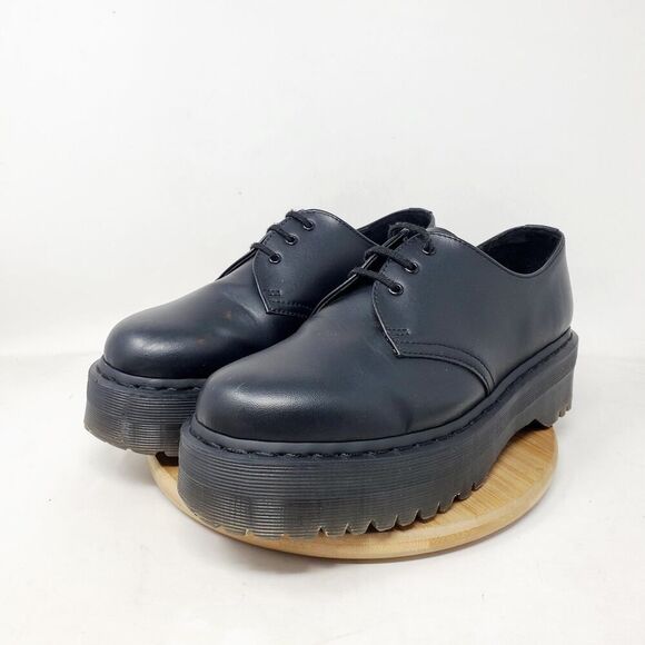 Dr Martens Quad Mono Shoes Womens 9 Vegan 1461 Platform Punk Goth Chunky Lug - Picture 2 of 14